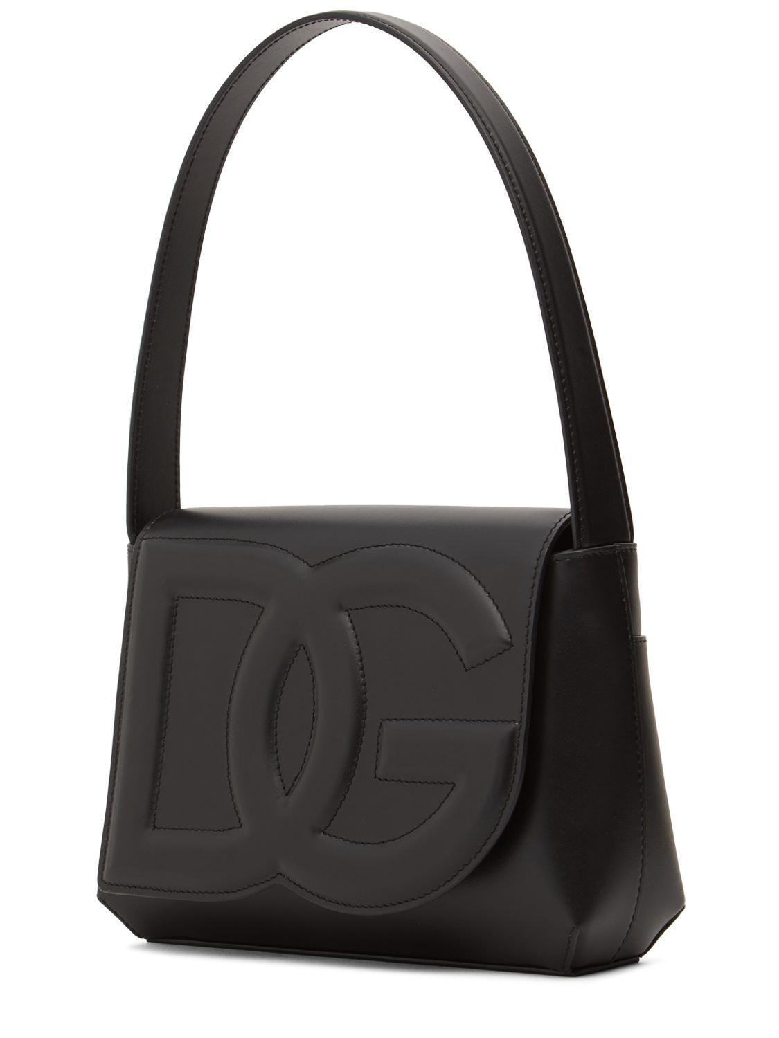 Logo-embossed Leather Shoulder Bag In Black Product Image