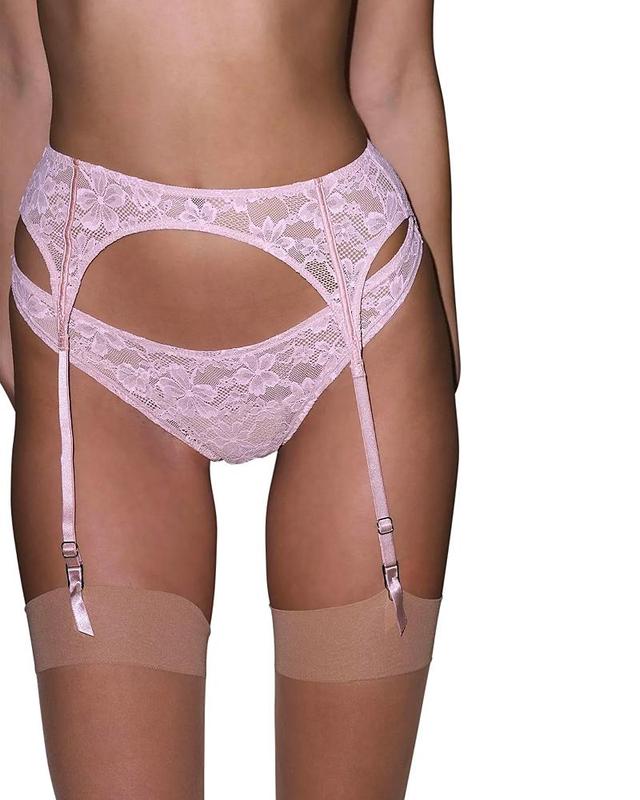 fleur du mal Le Stretch Lace High Leg Thong Baby Blue. (also in ). Product Image