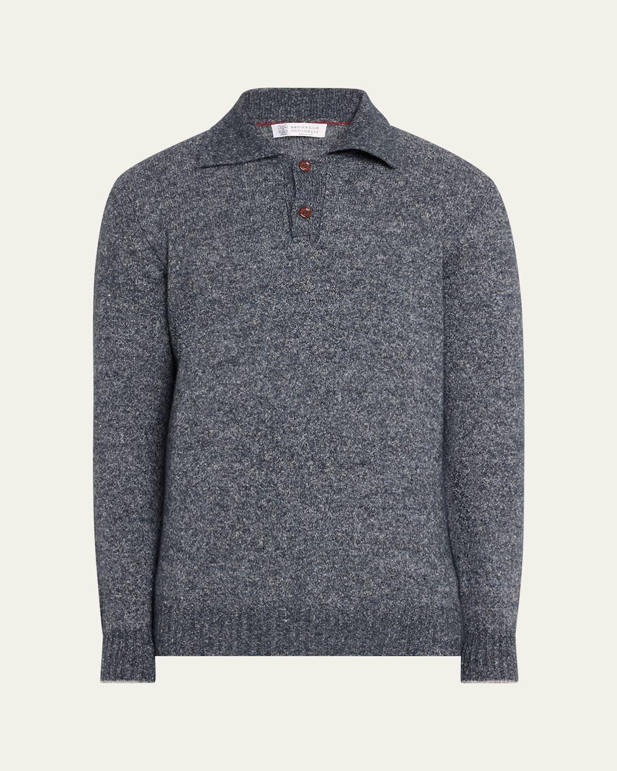 Men's Heathered Knit Polo Sweater Product Image