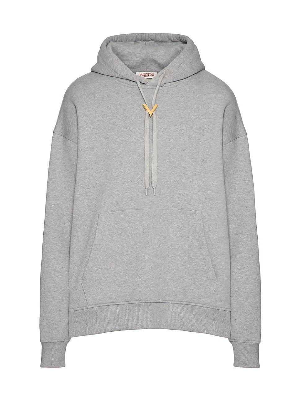 Mens Cotton Hooded Sweatshirt with Metallic V Detail Product Image