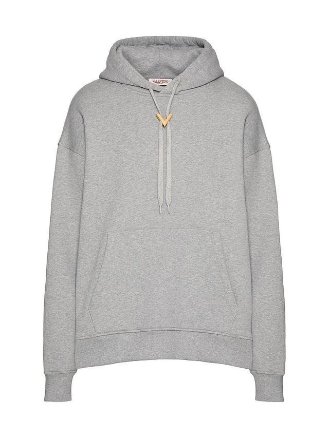 Mens Cotton Hooded Sweatshirt with Metallic V Detail Product Image