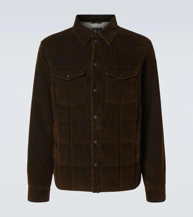 MONCLER Gelt Corduroy Down Jacket In Brown Product Image