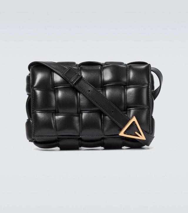 BOTTEGA VENETA Black Padded Cassette Leather Shoulder Bag Product Image