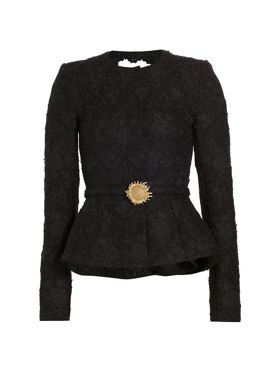 Womens Gardenia Embroidered Tweed Jacket Product Image