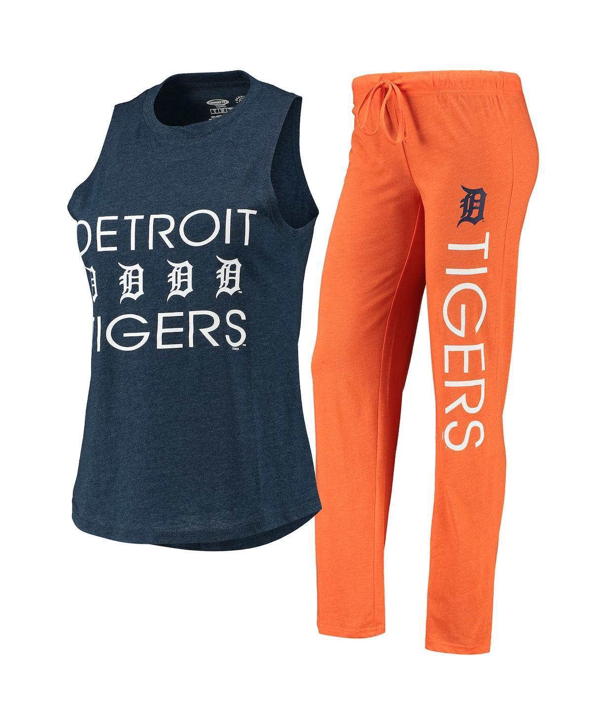 Womens Concepts Sport Orange/Navy Detroit Tigers Meter Muscle Tank Top & Pants Sleep Set Product Image