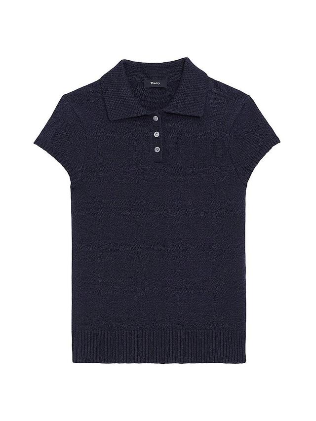 Womens Knit Cotton & Wool Polo Product Image