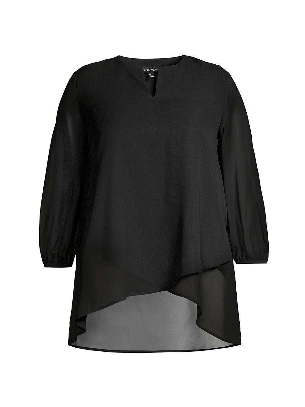 Womens Chiffon High-Low Blouse Product Image