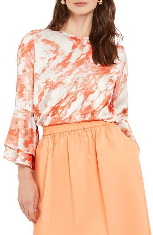 Abstract-Print Bell-Sleeve Blouse Product Image