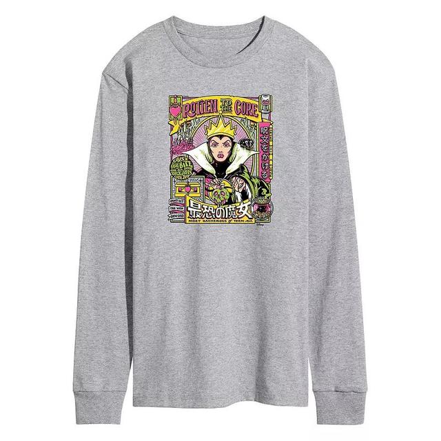 Disney Villains Snow White Evil Queen Mens Anime Long Sleeve Graphic Tee Grey Gray Product Image