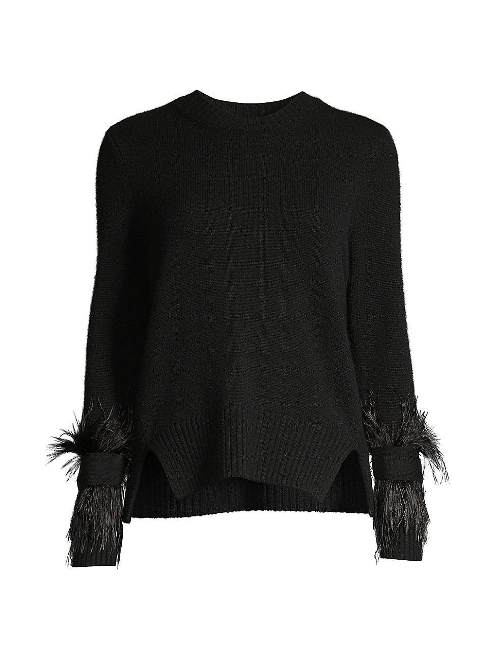 Womens Billie Cashmere & Faux Feather Sweater Product Image