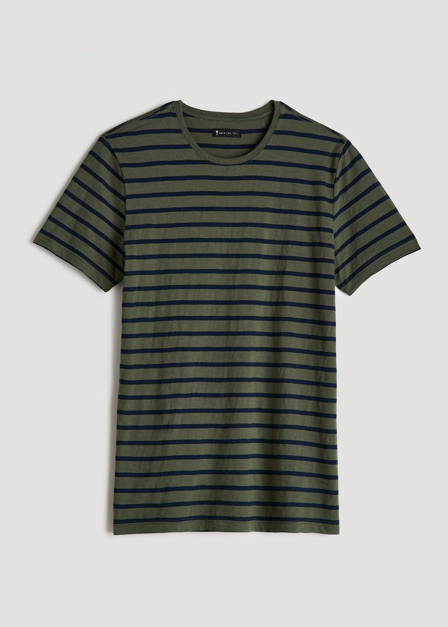 REGULAR-FIT Striped Tee in Dark Green and Navy Stripe - Men's Tall T-shirt Male Product Image