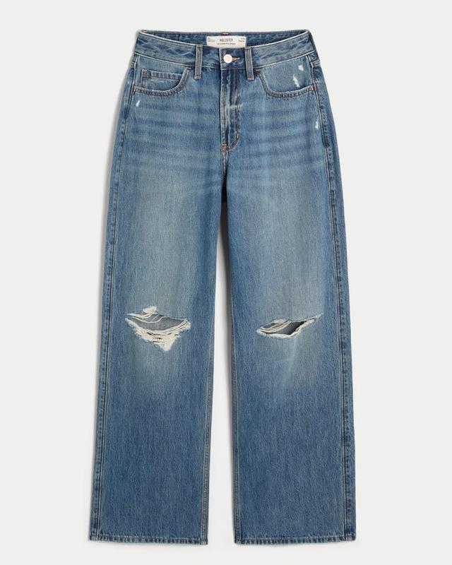 Ultra High-Rise Ripped Medium Wash Baggy Jeans Product Image