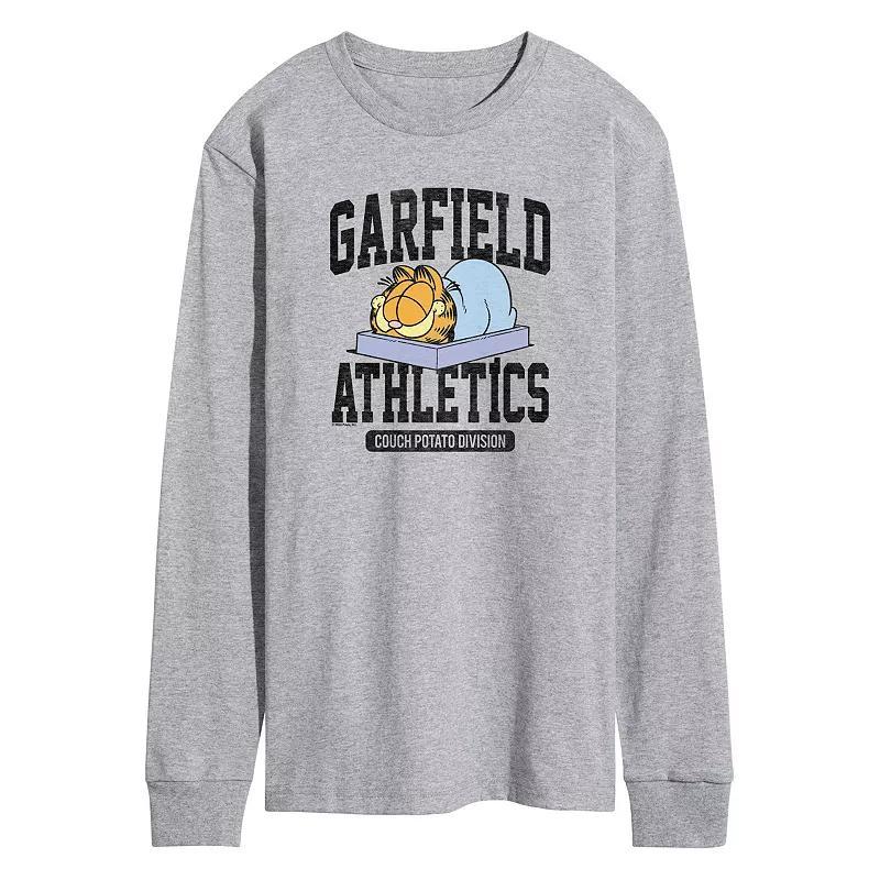 Mens Garfield Athletics Couch Potato Long Sleeve Graphic Tee Grey Gray Product Image