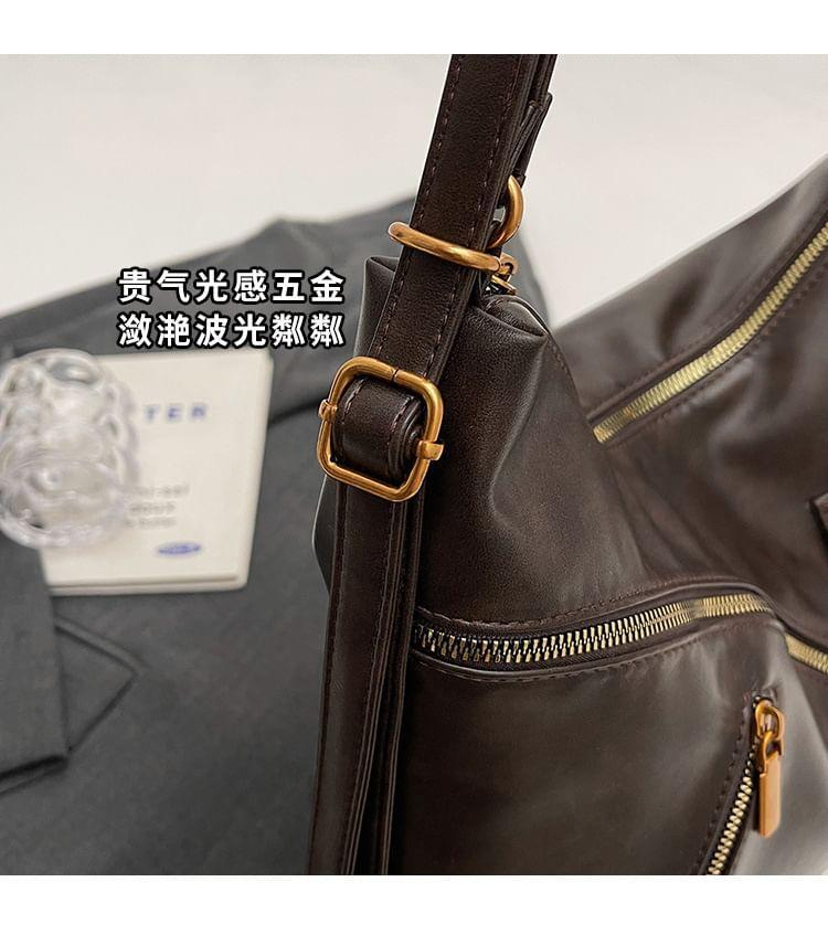 Multi-Pocket Faux Leather Tote Bag Product Image