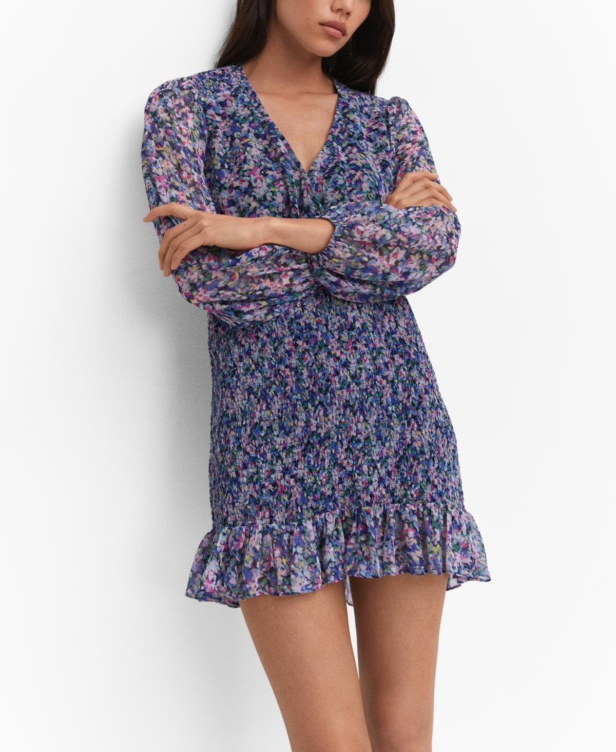 MANGO - Short dress with ruched hem blueWomen Product Image