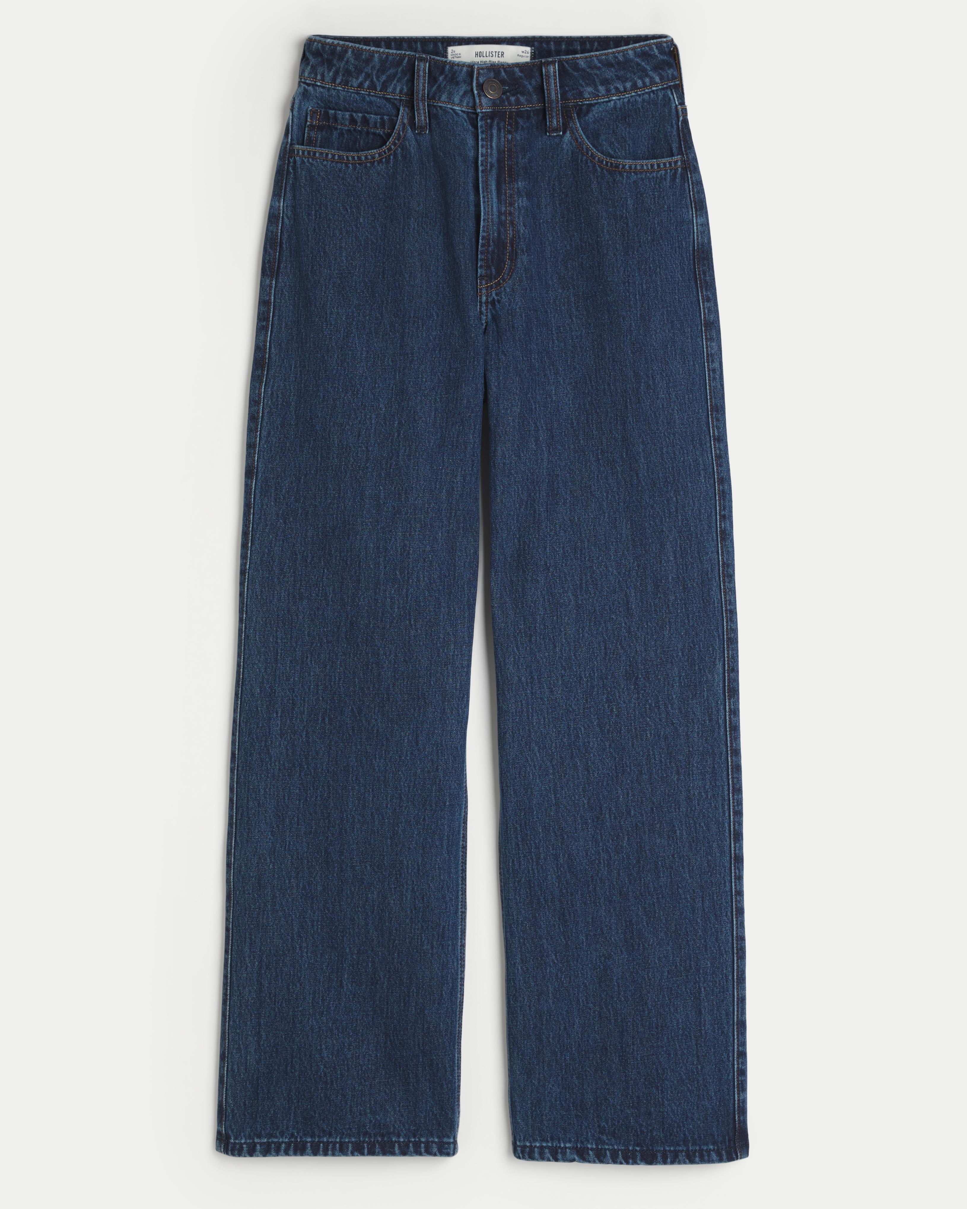 Ultra High-Rise Dark Wash Baggy Jean Product Image