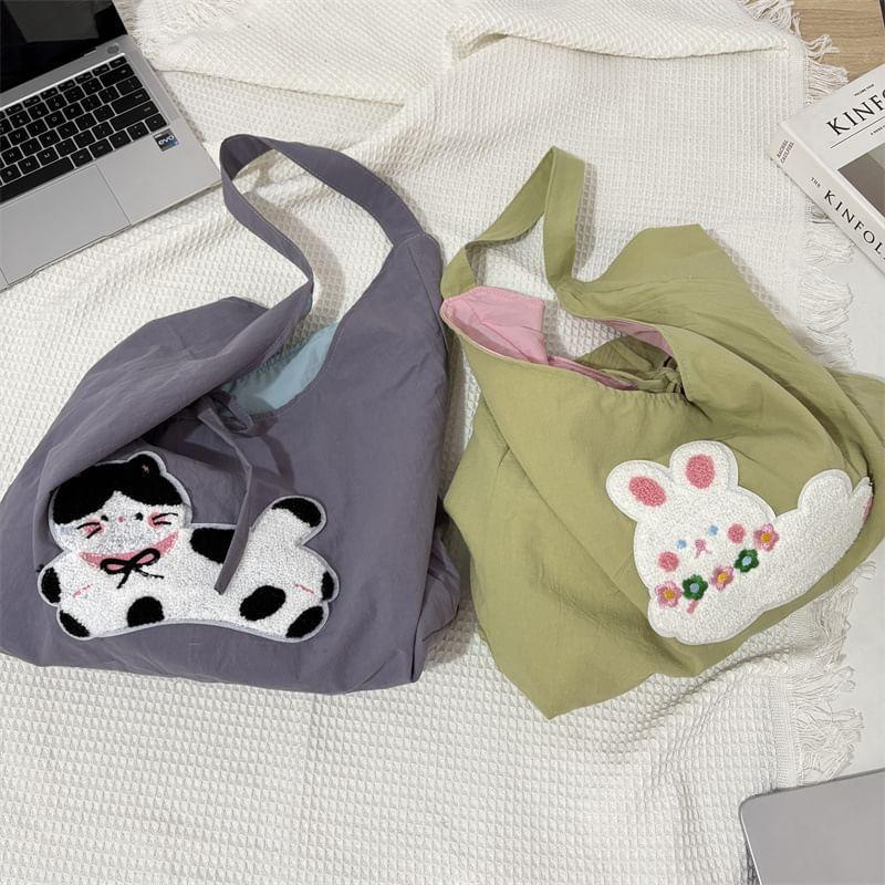 Cartoon Applique Bow Tote Bag Product Image