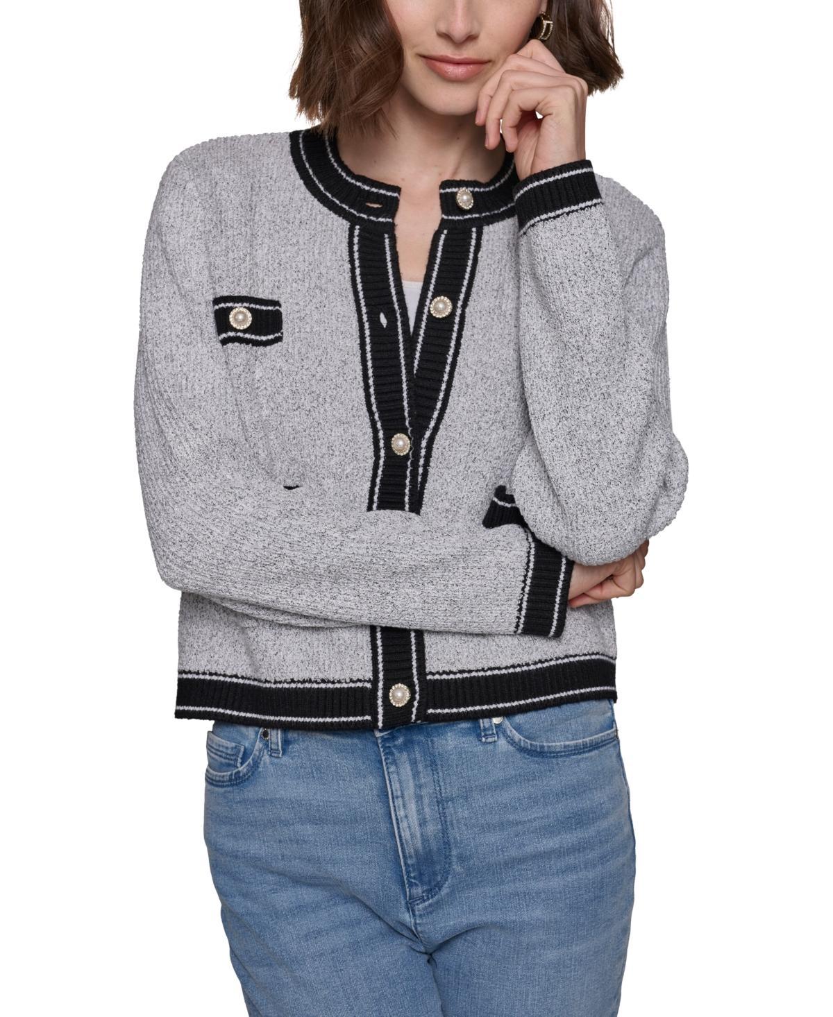 Women's Contrast-Border Knit Cardigan Product Image