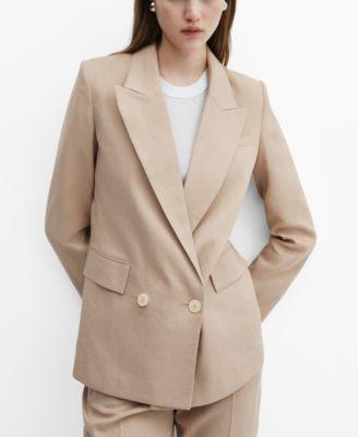 Mango Womens 100% Linen Suit Blazer Product Image