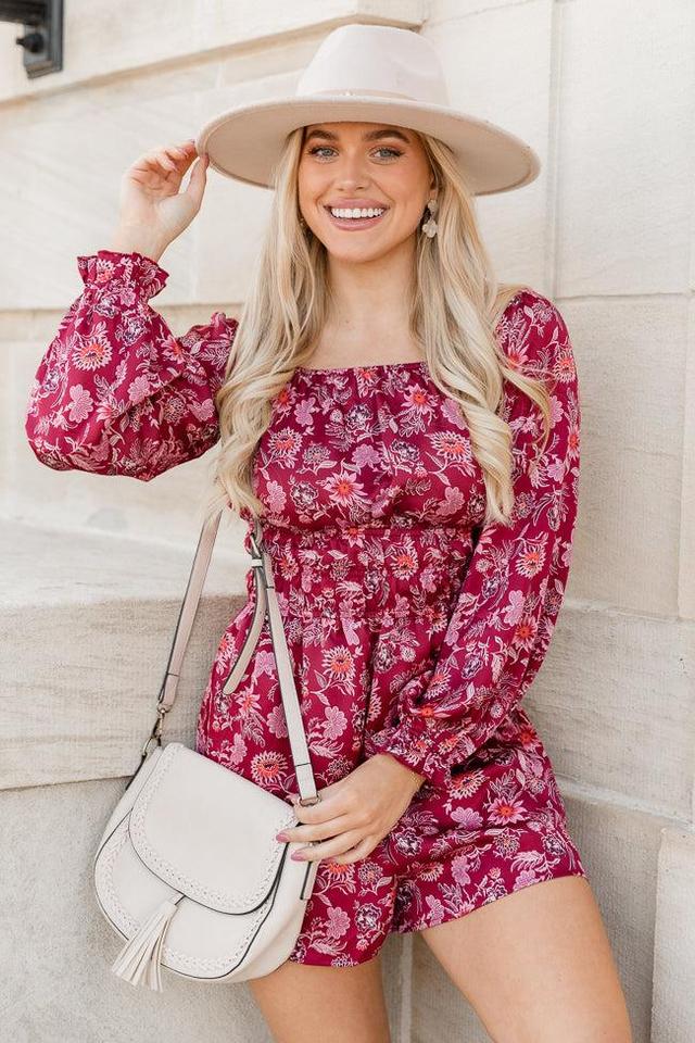 Dime A Dozen Paisley Satin Off The Shoulder Romper FINAL SALE Product Image