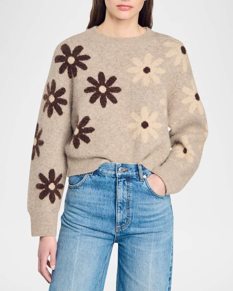 Maguy Floral Oversized Alpaca Wool Sweater Product Image