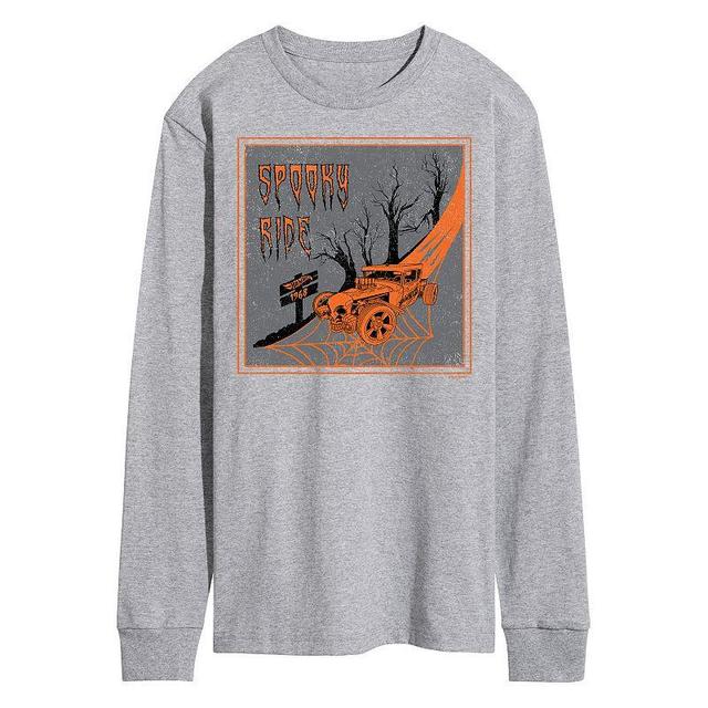 Mens Hot Wheels Spooky Ride Long Sleeve Graphic Tee Med Grey Product Image