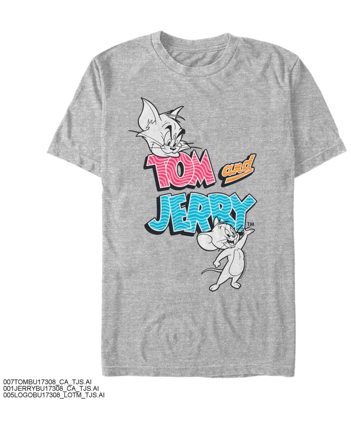 Mens Tom And Jerry Colorful Logo Sketch Tee Athletic Grey Product Image