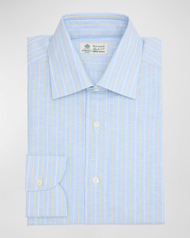 Mens Linen-Cotton Stripe Dress Shirt Product Image