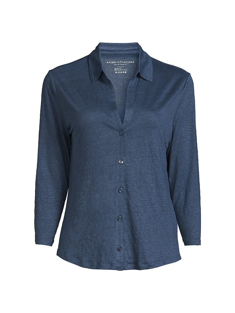 Womens Stretch Linen Three-Quarter Sleeve Shirt Product Image