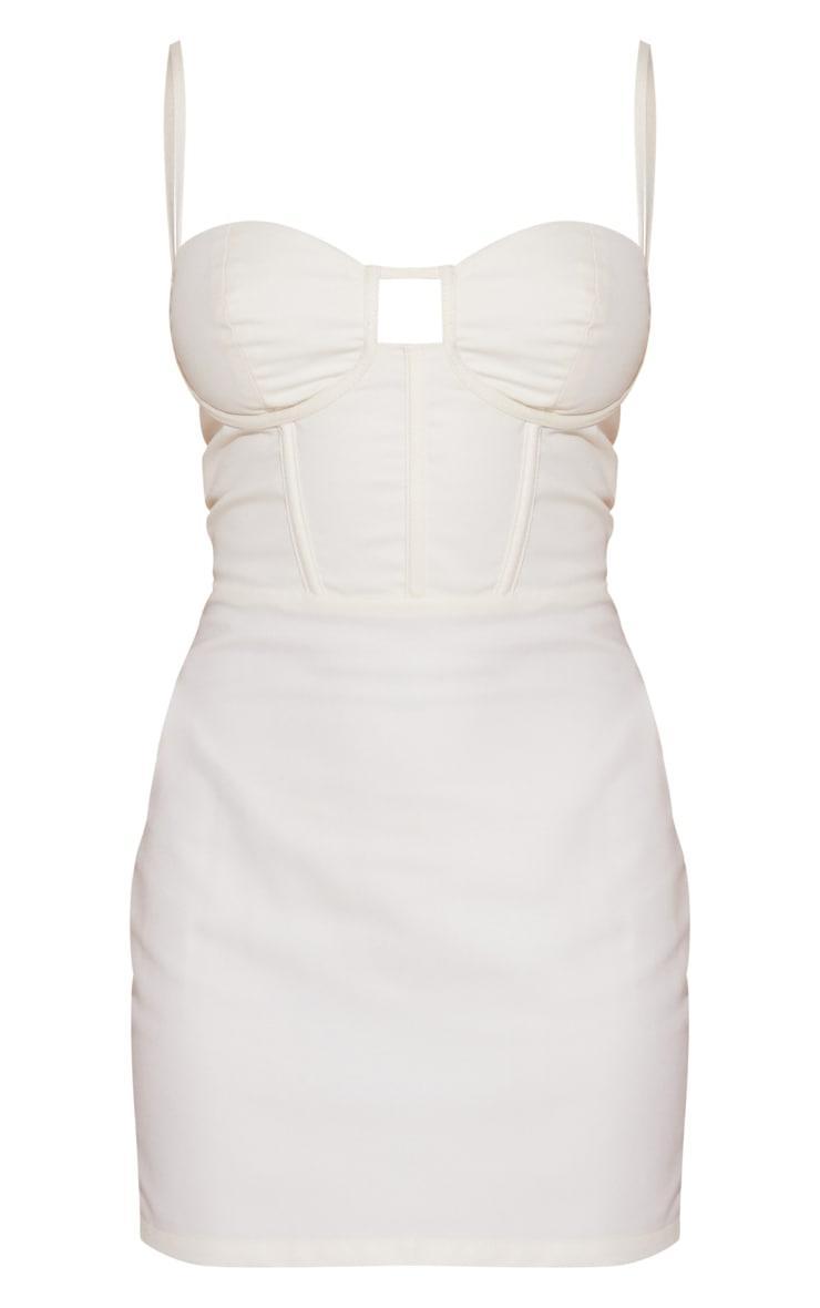 Petite Cream Corset Strappy Mini Dress Product Image