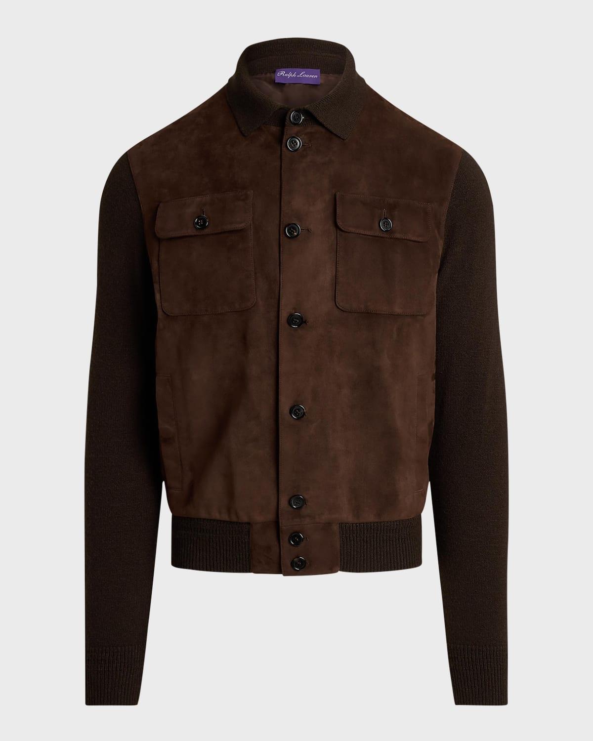 Men's Suede-Panel Cashmere Cardigan Product Image