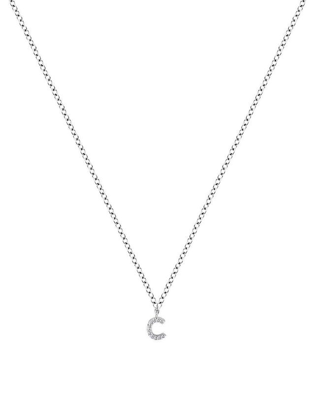 Womens 14K White Gold Diamond Intial Pendant Necklace Product Image