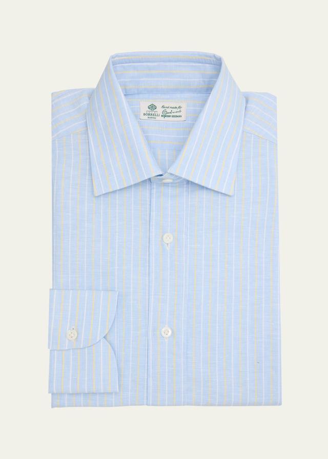 Mens Linen-Cotton Stripe Dress Shirt Product Image