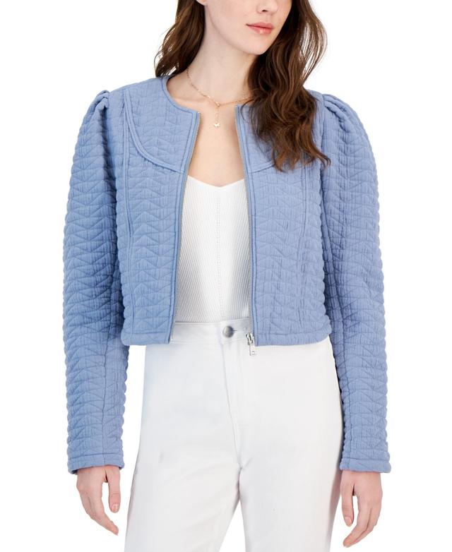 Avec Les Filles Womens Quilted Puff-Shoulder Zip-Front Jacket Product Image