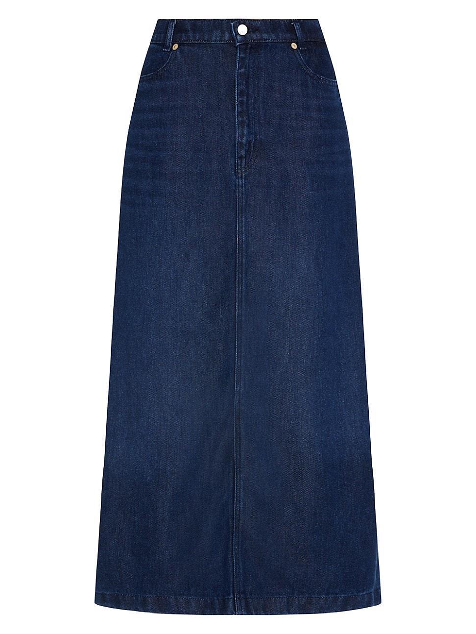 Womens Stretch Denim Midi-Skirt Product Image