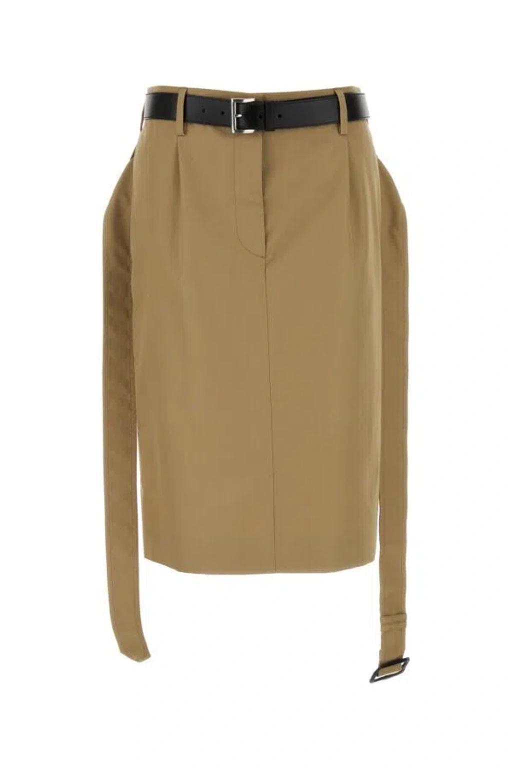 Woman Khaki Twill Skirt In Green product image