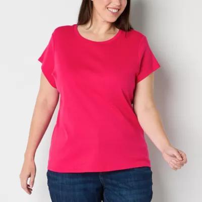 Liz Claiborne Womens Plus Crew Neck Short Sleeve T-Shirt Product Image