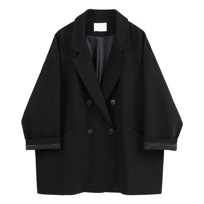 Plain Double-Breasted Blazer Product Image