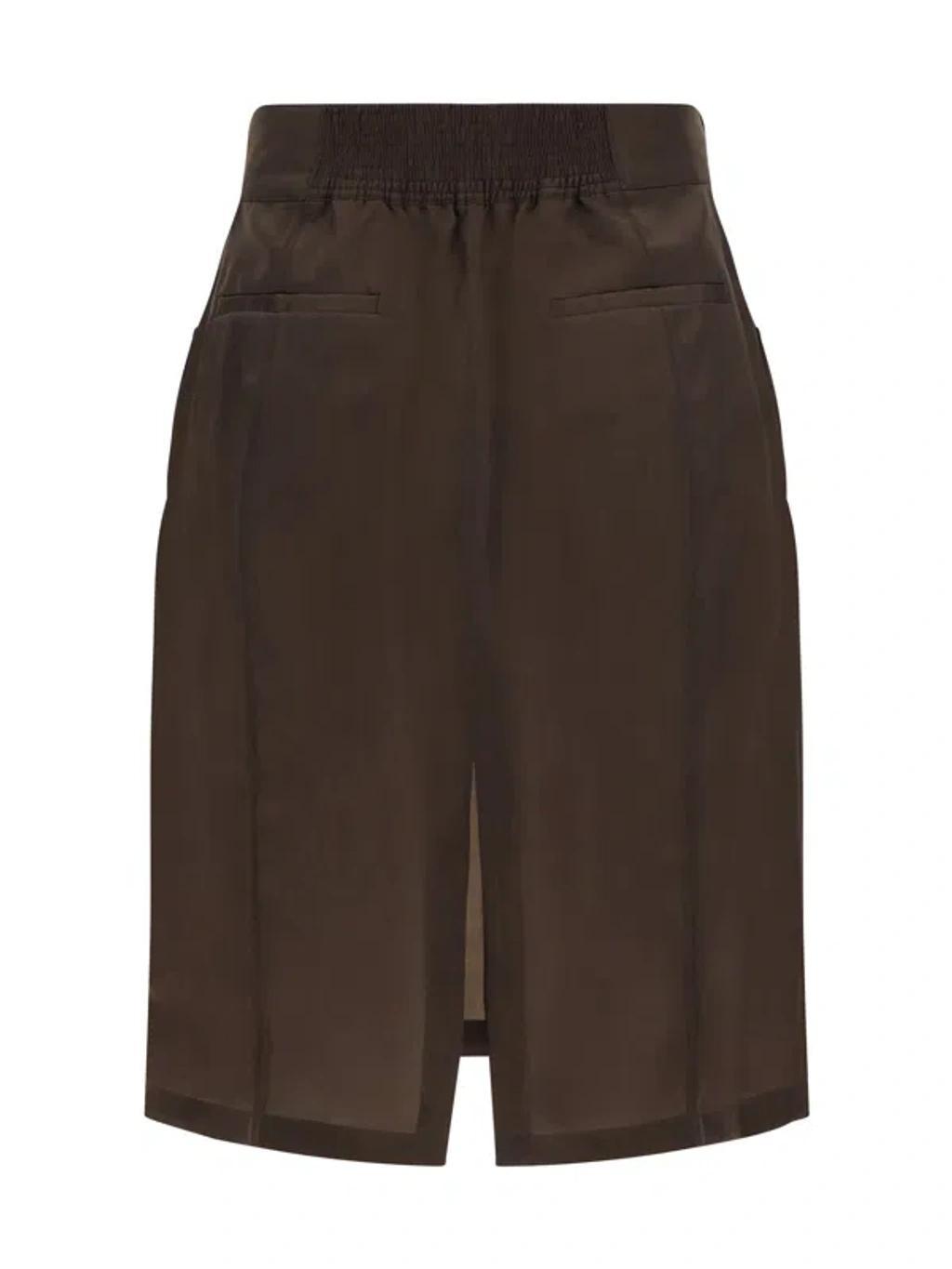 SAINT LAURENT Button Detailed Pencil Skirt In Brown Product Image