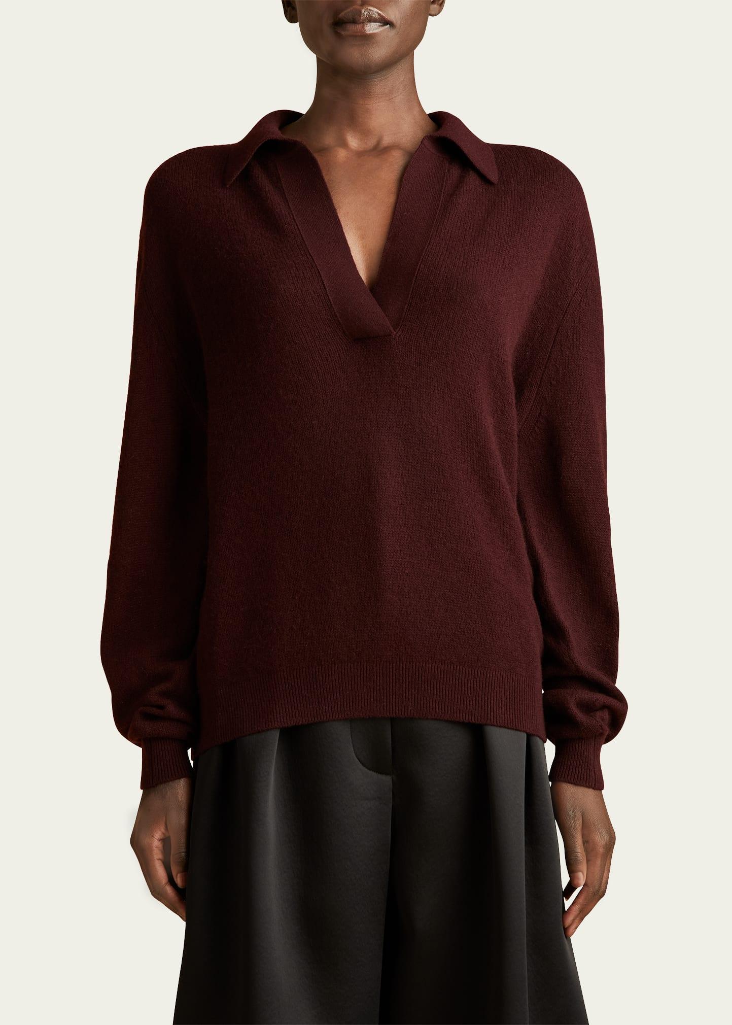 Khaite Jo Stretch Cashmere Polo Sweater Product Image