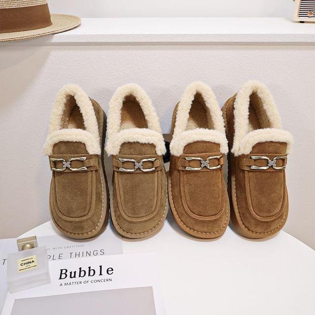 Platform Fleece-Lined Buckled Loafers Product Image