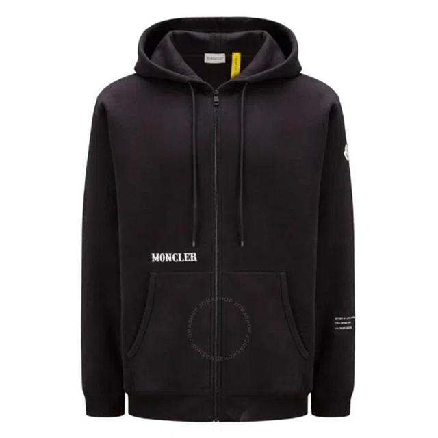 Zip-up Logo Embroidered Hoodie In Black Product Image