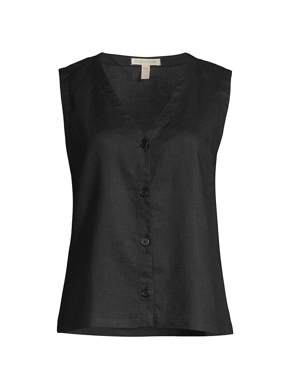 Womens Linen V-Neck Vest Product Image