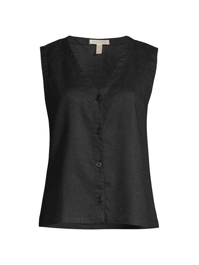 Eileen Fisher V-Neck Back Tie Organic Cotton Vest Product Image