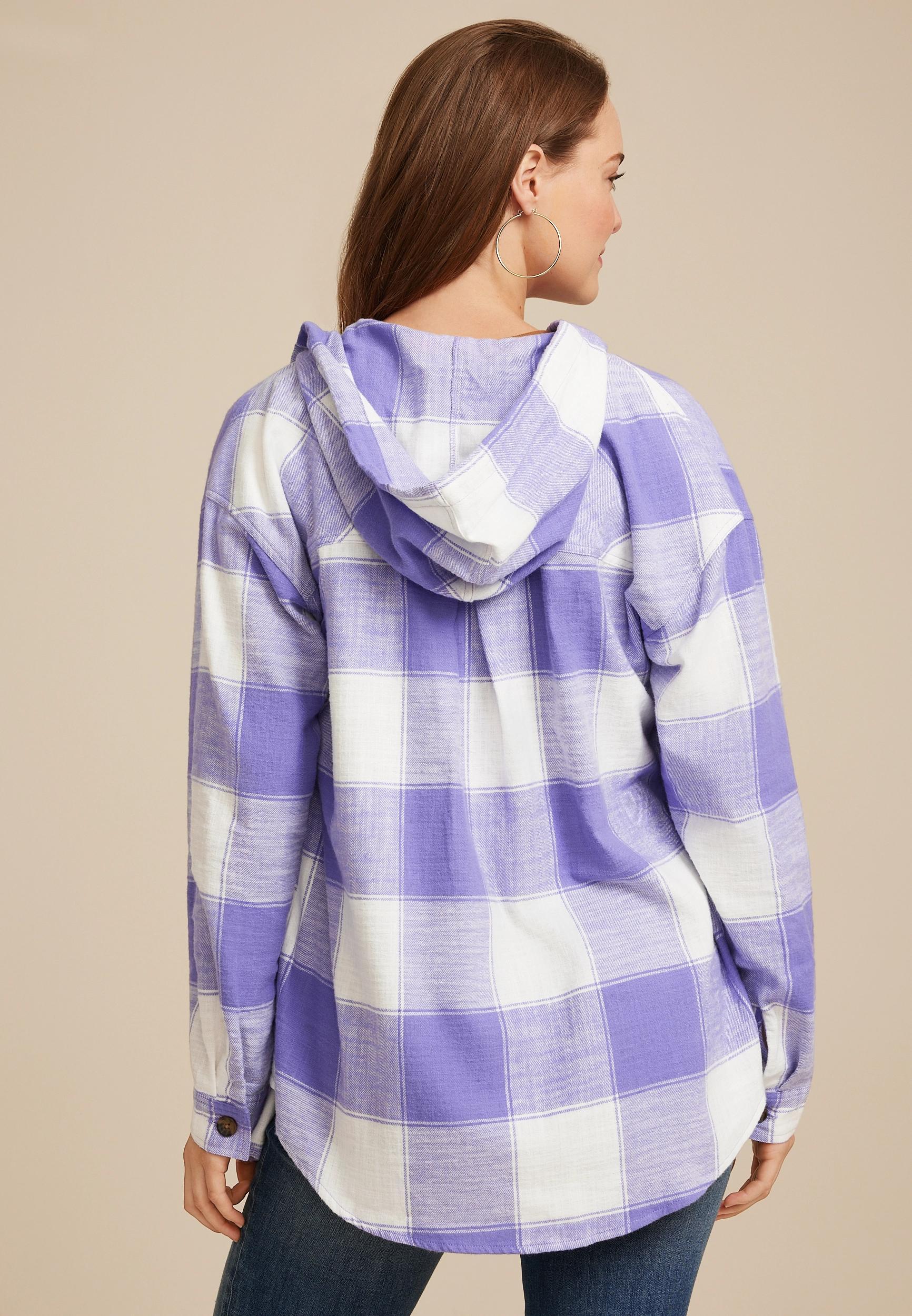 Cabin Collegiate Plaid Hooded Button Down Shirt Product Image