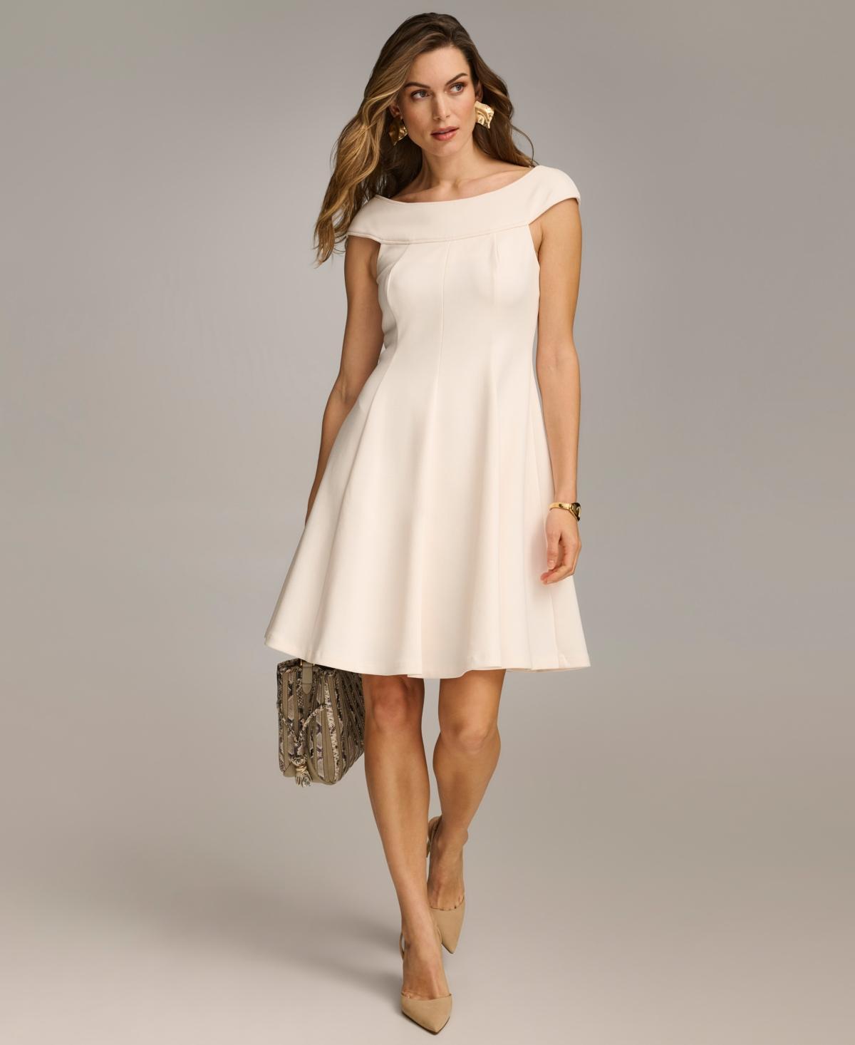 Donna Karan Womens Boat-Neck A-Line Sleeveless Dress Product Image