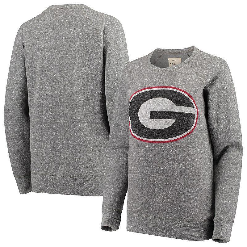 Womens Pressbox Heathered Gray Georgia Bulldogs Big Team Logo Knobi Fleece Tri-Blend Crew Neck Sweatshirt Product Image