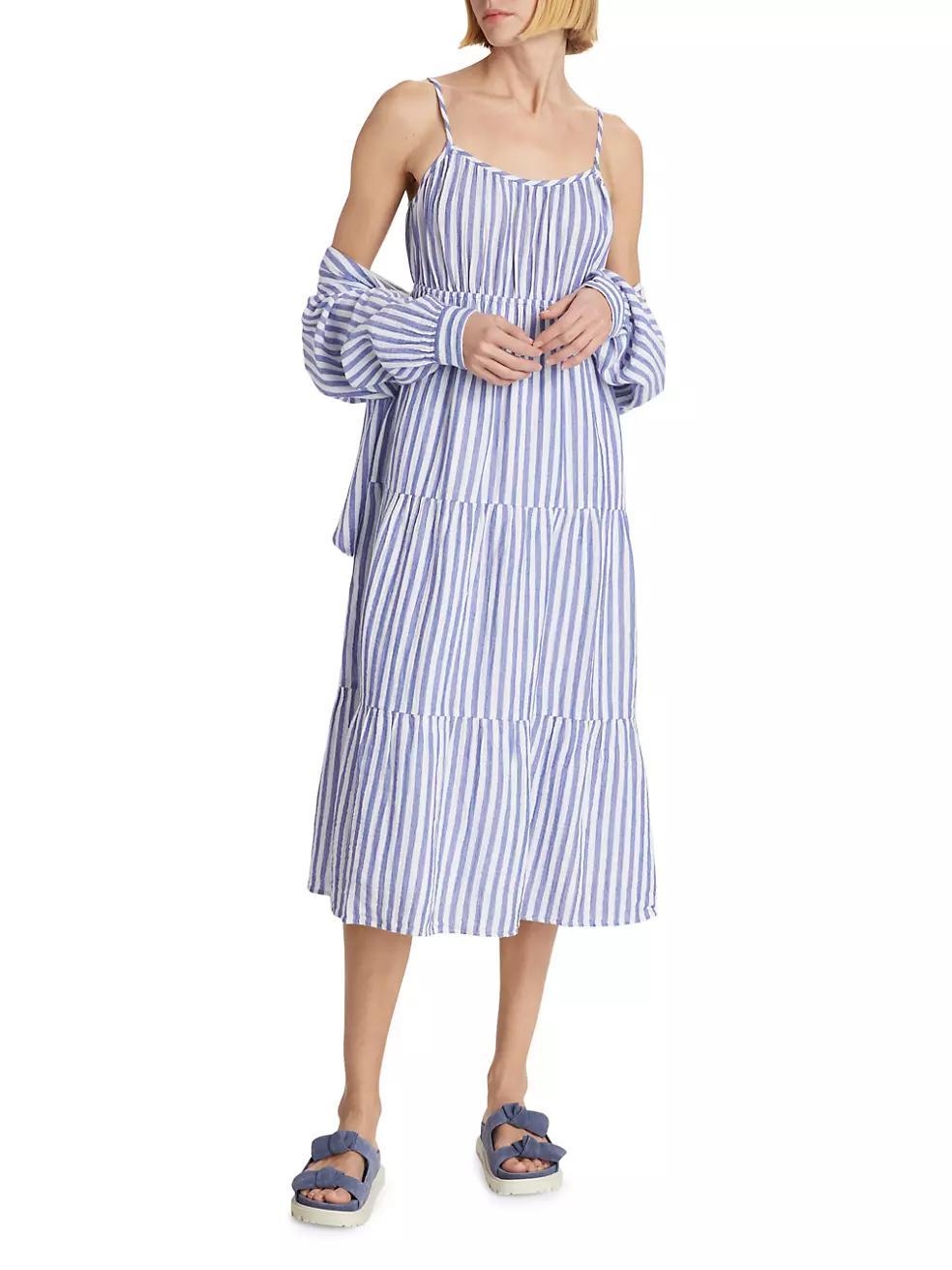 Blakely Cotton Striped Midi-Dress Product Image