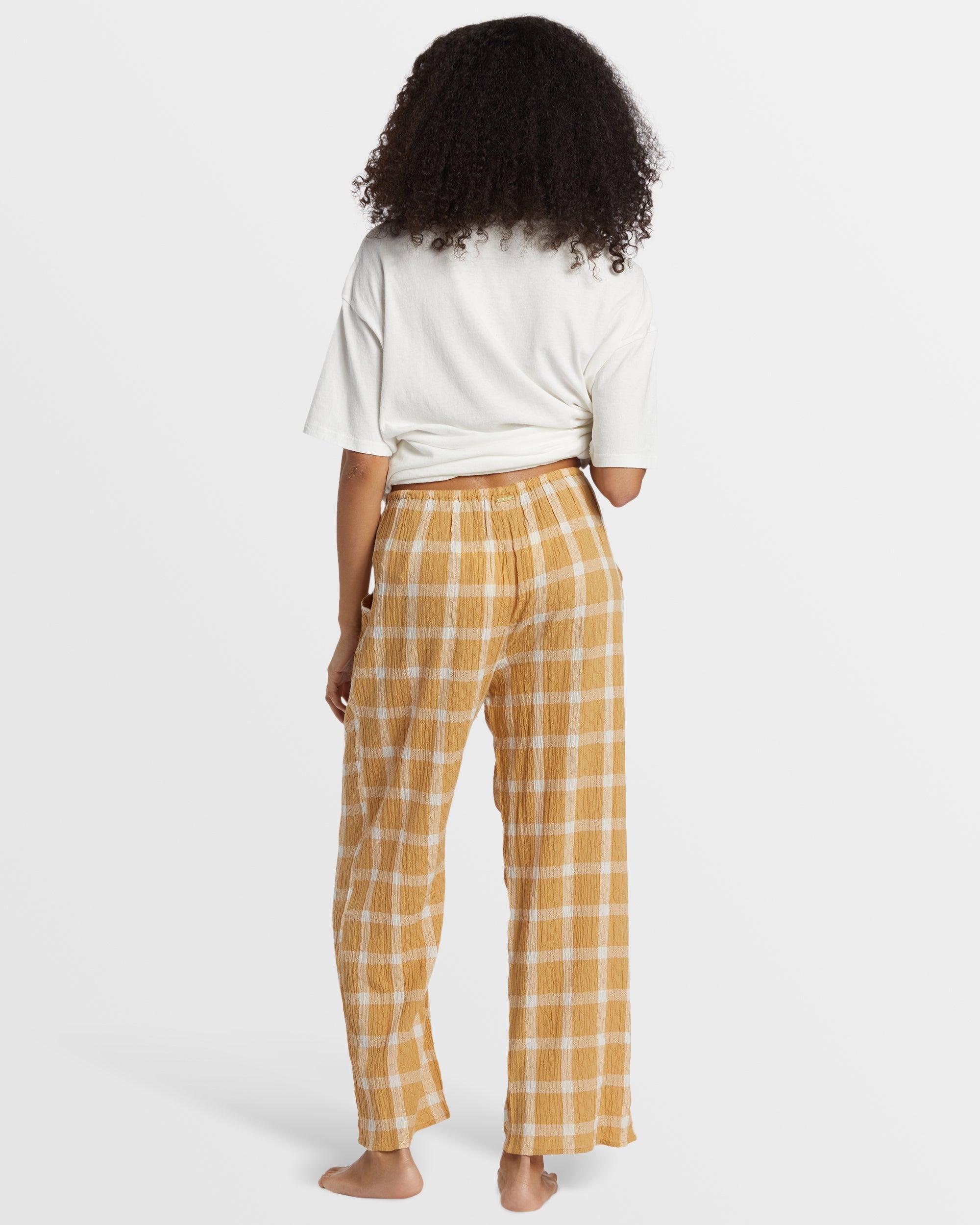 Plaid Out Elastic Waist Pants - Hemp 2 Female Product Image