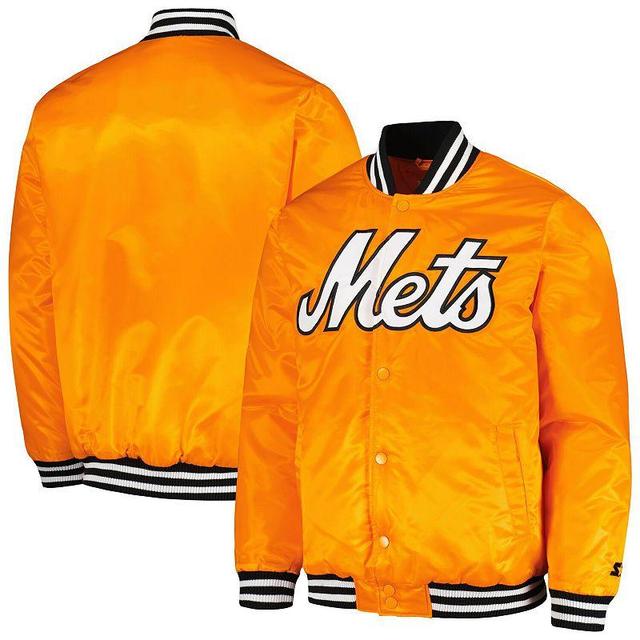 Mens Starter New York Mets Cross Bronx Fashion Satin Full-Snap Varsity Jacket Product Image